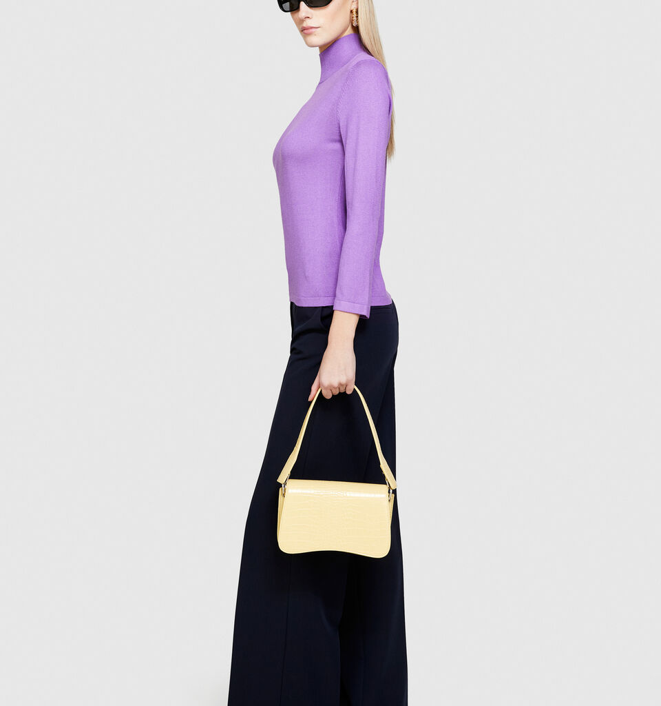 Turtleneck in silk blend - women's high neck sweaters - Lilac | Sisley image number 2